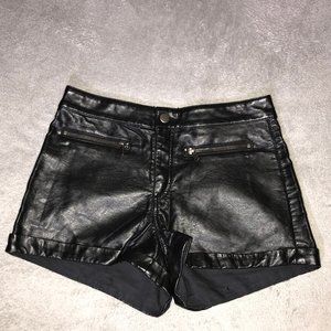 H&M High Waisted Black Faux Leather Shorts